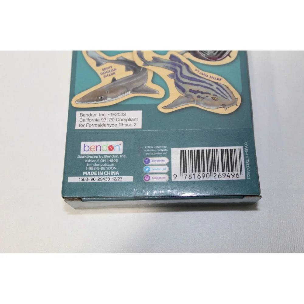 Bendon MagnaFun Sharks Wooden Magnetic Pieces 15 Pack Kids Educational Toy New